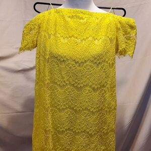 Top Shop Yellow Lace Mini Dress w/Capped Sleeves SZ 8